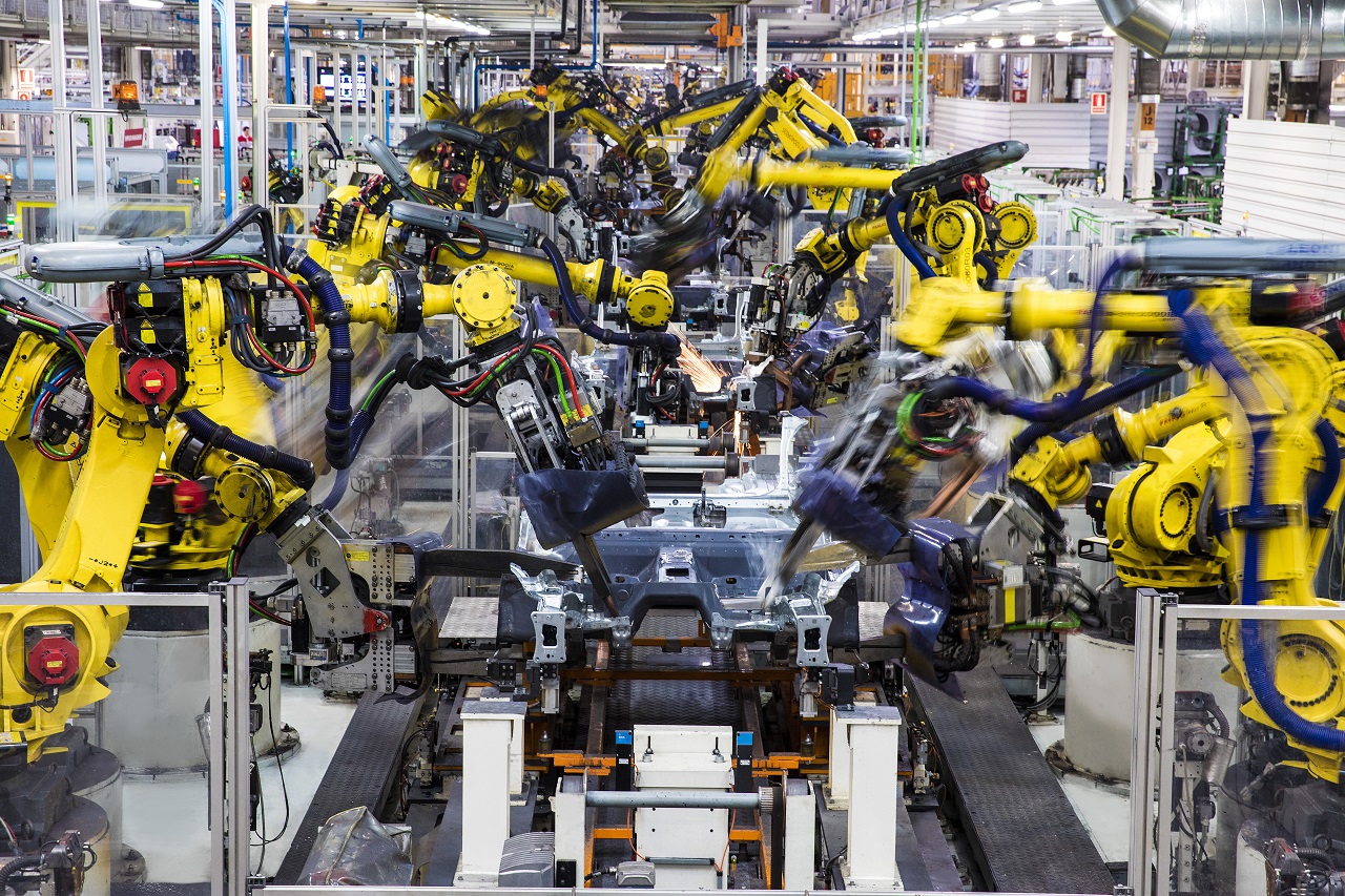 Zona monataje robots fabrica de Coches