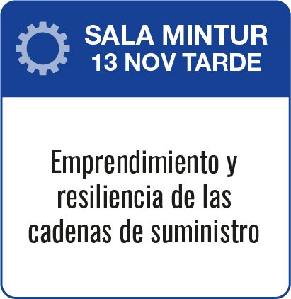 Cartel Sala MINTUR de la tarde: Emprendimiento y resiliencia de las cadenas de suministro