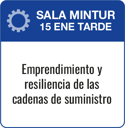 Cartel Sala MINTUR de la tarde: Emprendimiento y resiliencia de las cadenas de suministro